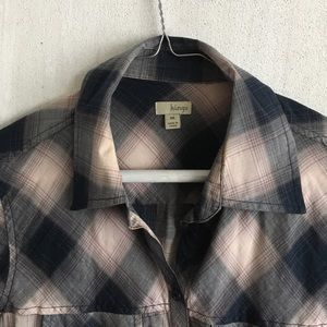 Hinge Super Soft Semi-Sheer Cotton Plaid Shirt xs